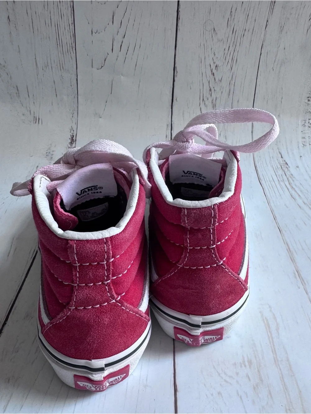 Vans Kids Sk8-Hi High Top Sneakers Red Pink White Size 12